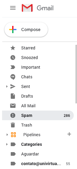 Como acessar a pasta SPAM no Gmail