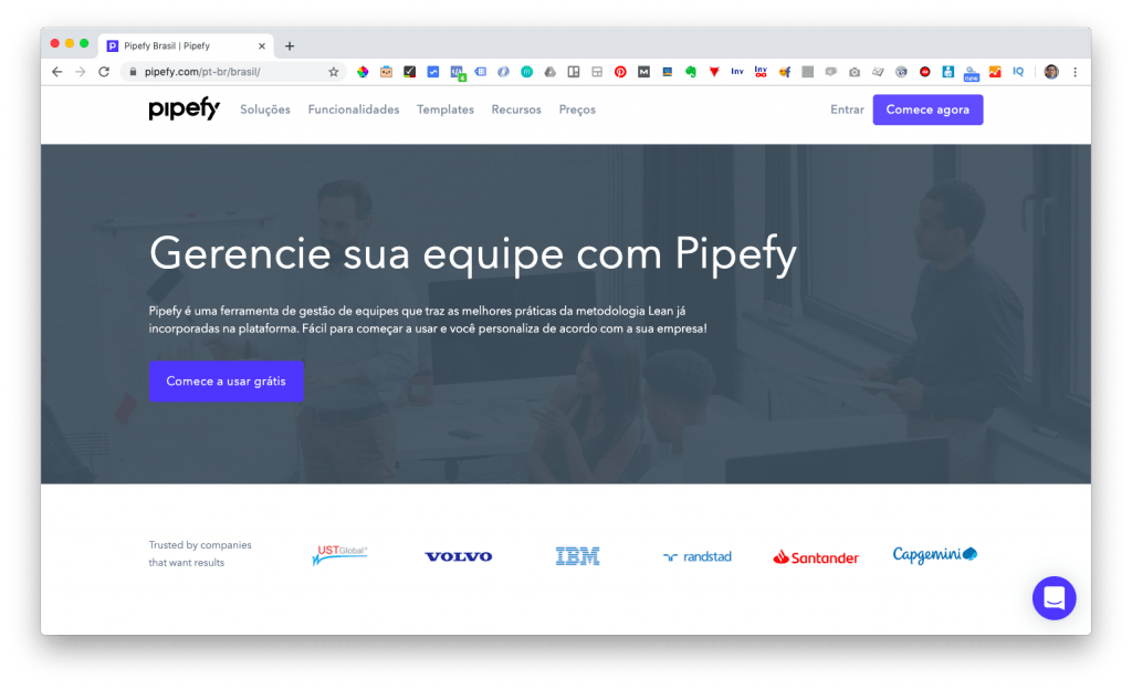 Tela inicial do Pipefy: gerencie sua equipe com o Pipefy
