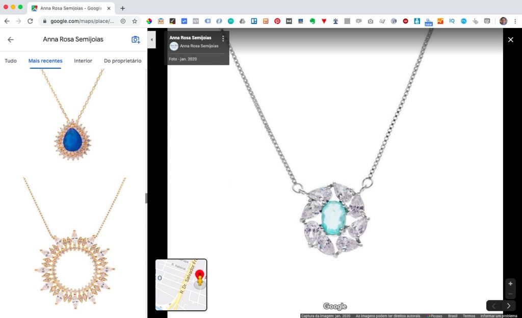 Fotos do catálogo de semijoias da loja online publicadas no Google Meu Negócio